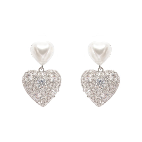 Kévina Heart Faux-Pearl Earrings, Cuavan