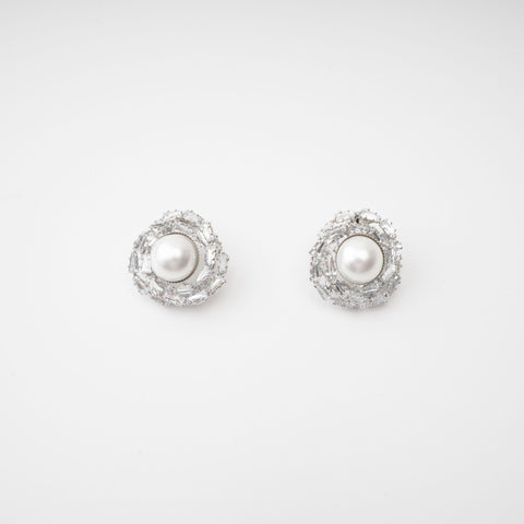 Emmelina Faux-Pearl Crystal Earrings, Cuavan