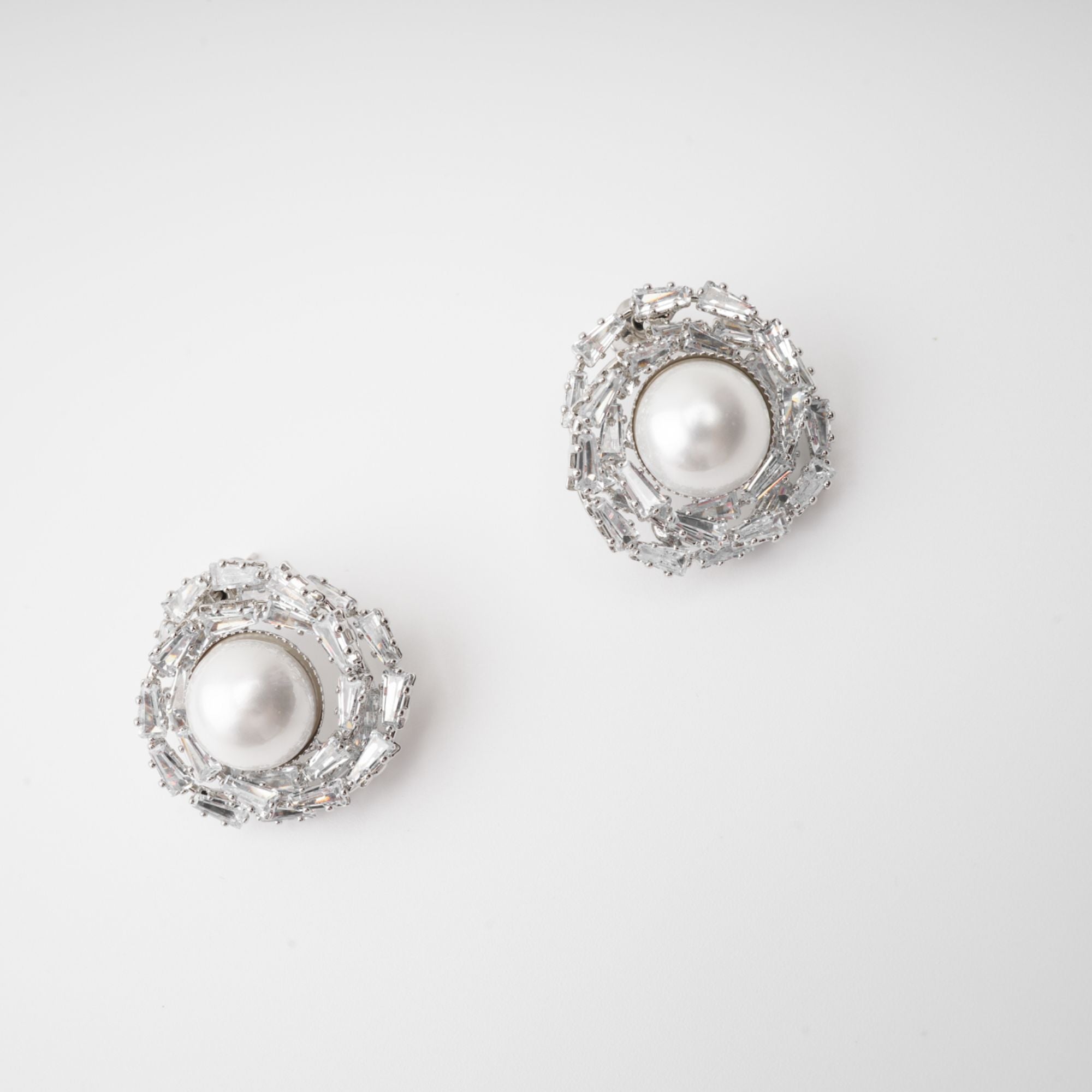 Emmelina Faux-Pearl Crystal Earrings, Cuavan