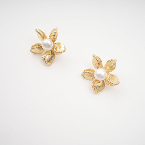 Jeanne Floral Faux Pearl Earrings