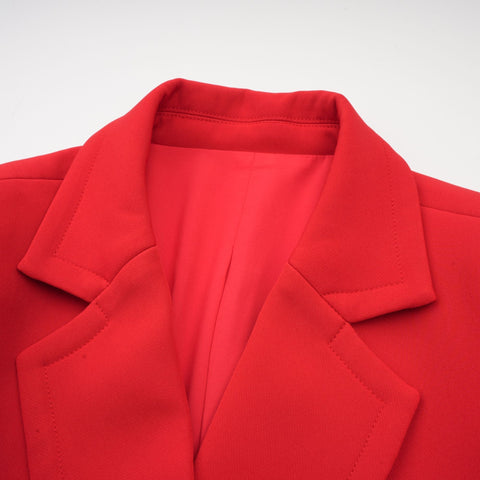 Coline Double-Breasted Hourglass Blazer — Red