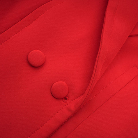 Coline Double-Breasted Hourglass Blazer — Red