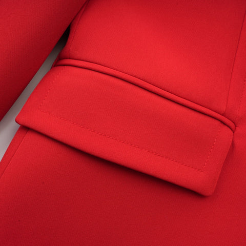 Coline Double-Breasted Hourglass Blazer — Red
