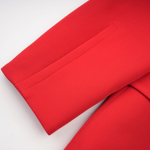 Coline Double-Breasted Hourglass Blazer — Red