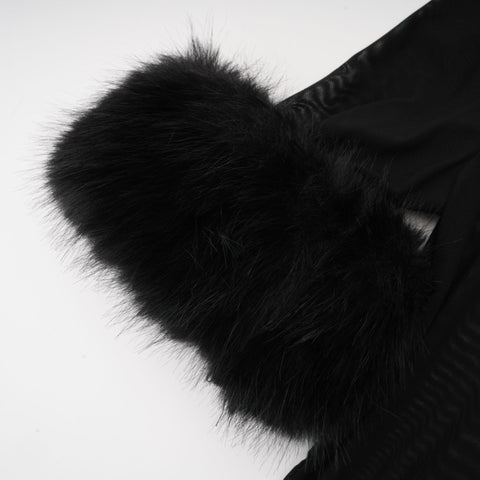 Ségolène Faux-Fur Tulle Top — Black