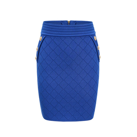 Maëlys Knitted Top and Skirt Set — Blue