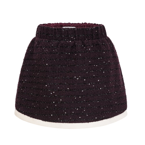 Brigitte Sequined Tweed Jacket and Skirt Set — Purple