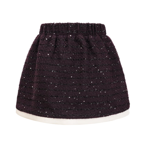 Brigitte Sequined Tweed Jacket and Skirt Set — Purple