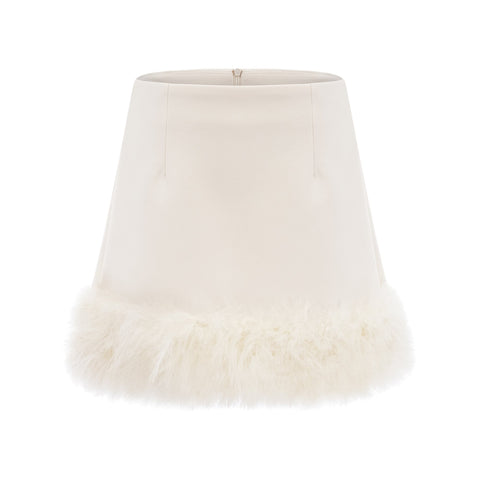 Valérie Feather-Hem Blazer and Skirt Set — White
