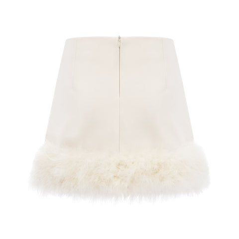 Valérie Feather-Hem Blazer and Skirt Set — White
