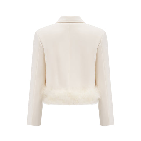 Valérie Feather-Hem Blazer and Skirt Set — White