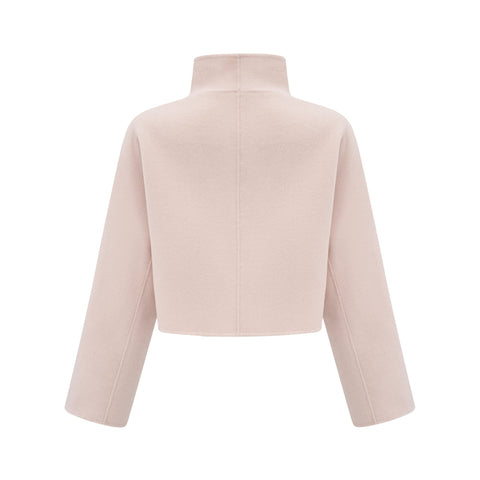 Vienne Diagonal-Placket Cropped Jacket — Pink