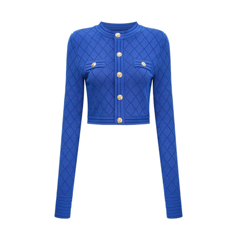 Maëlys Knitted Top and Skirt Set — Blue