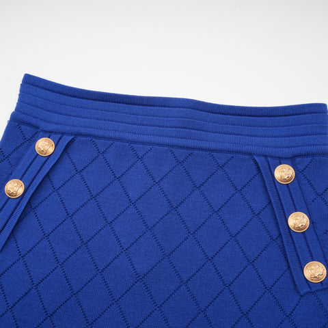 Maëlys Knitted Top and Skirt Set — Blue