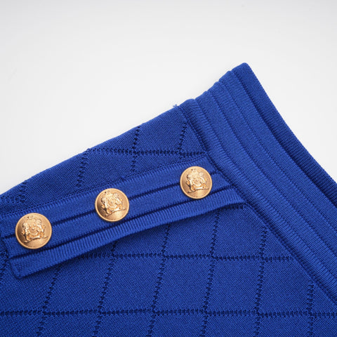 Maëlys Knitted Top and Skirt Set — Blue