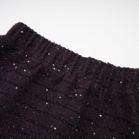 Brigitte Sequined Tweed Jacket and Skirt Set — Purple