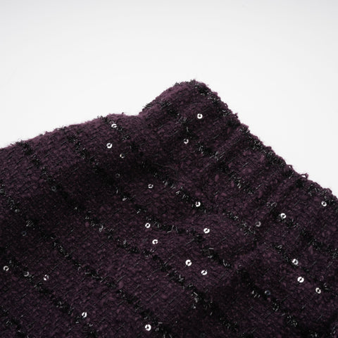 Brigitte Sequined Tweed Jacket and Skirt Set — Purple