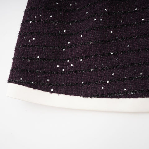 Brigitte Sequined Tweed Jacket and Skirt Set — Purple