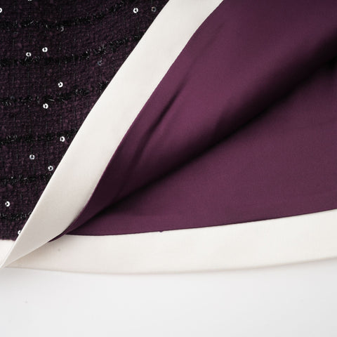 Brigitte Sequined Tweed Jacket and Skirt Set — Purple