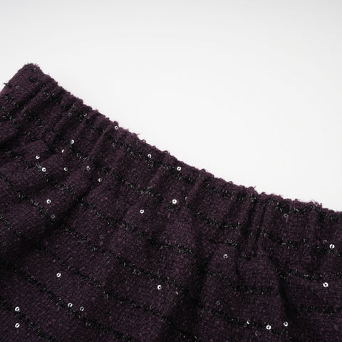 Brigitte Sequined Tweed Jacket and Skirt Set — Purple
