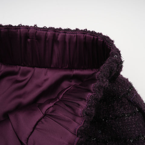 Brigitte Sequined Tweed Jacket and Skirt Set — Purple