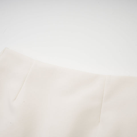 Valérie Feather-Hem Blazer and Skirt Set — White