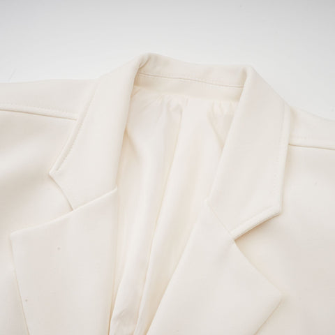 Valérie Feather-Hem Blazer and Skirt Set — White