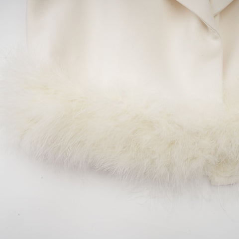 Valérie Feather-Hem Blazer and Skirt Set — White