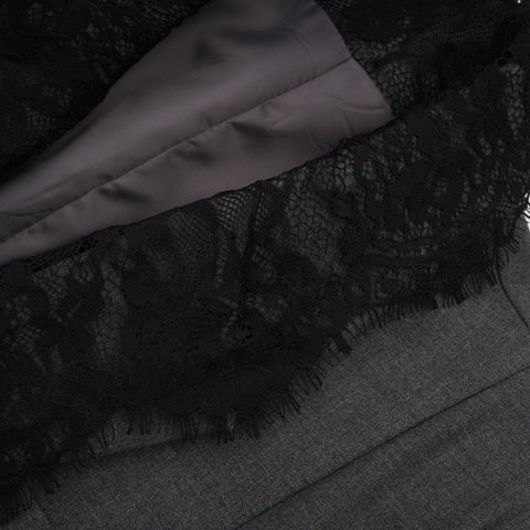 Dianthe Lace-Panel Blazer — Grey & Black