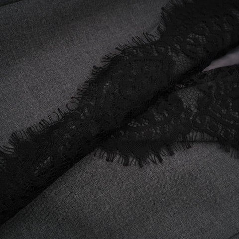 Dianthe Lace-Panel Blazer — Grey & Black