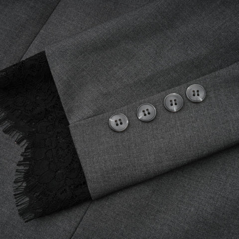 Dianthe Lace-Panel Blazer — Grey & Black