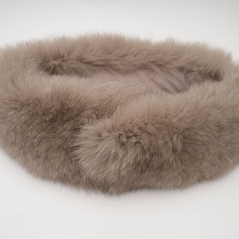 Chloris Wool Cape Coat with Fur Trim — Taupe Brown
