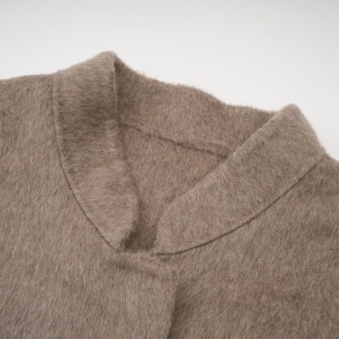Chloris Wool Cape Coat with Fur Trim — Taupe Brown