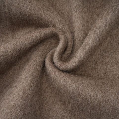 Chloris Wool Cape Coat with Fur Trim — Taupe Brown