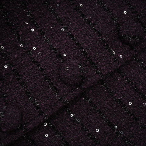 Brigitte Sequined Tweed Jacket and Skirt Set — Purple