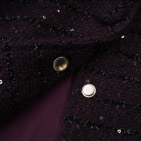 Brigitte Sequined Tweed Jacket and Skirt Set — Purple