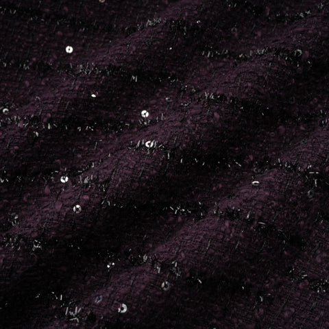 Brigitte Sequined Tweed Jacket and Skirt Set — Purple