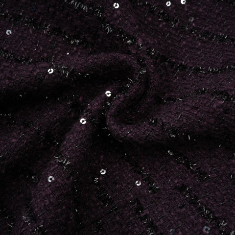 Brigitte Sequined Tweed Jacket and Skirt Set — Purple