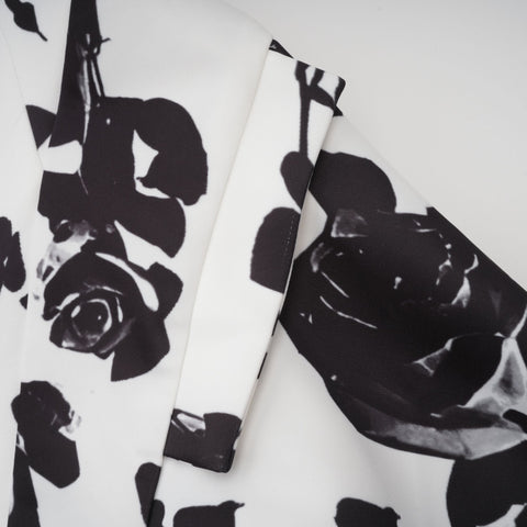 Léonor Floral Print Shirt and Skirt Set — Black & White