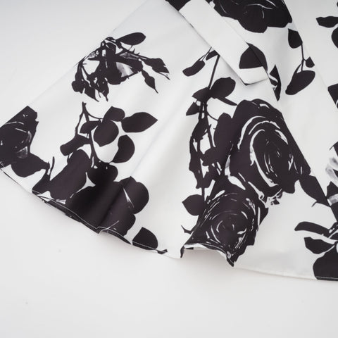 Léonor Floral Print Shirt and Skirt Set — Black & White