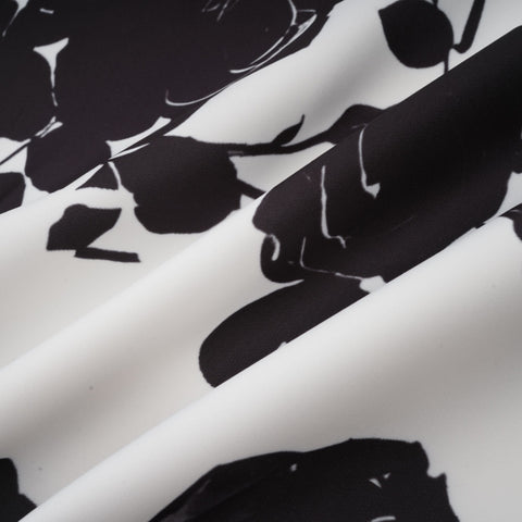 Léonor Floral Print Shirt and Skirt Set — Black & White