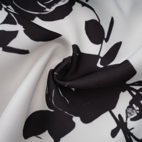 Léonor Floral Print Shirt and Skirt Set — Black & White