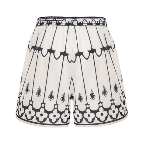 Allie Graphic Print Shirt and Shorts Set — White & Black