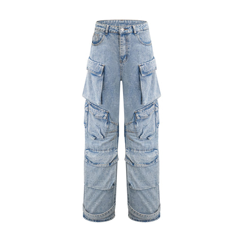 Agathe Cargo Palazzo Trousers — Blue