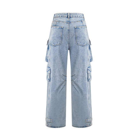 Agathe Cargo Palazzo Trousers — Blue
