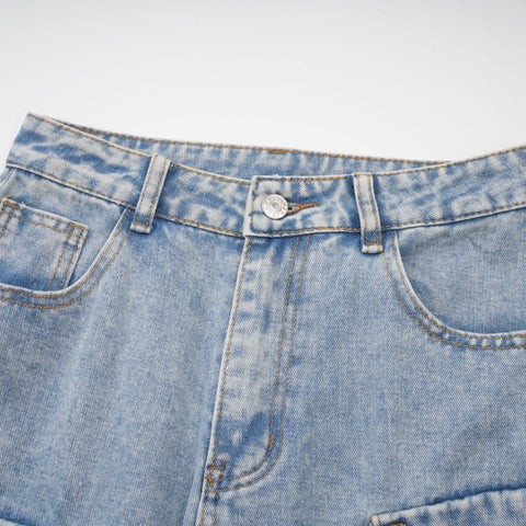 Agathe Cargo Palazzo Trousers — Blue