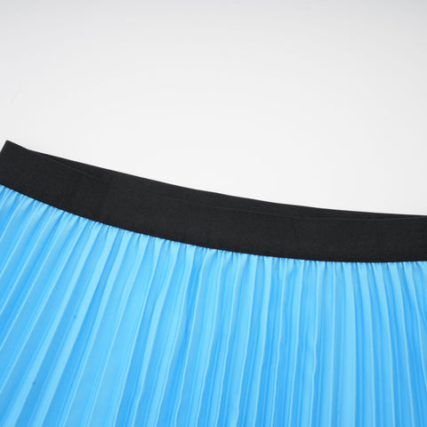 Désirée Color-Block Pleated Top and Skirt Set — Blue & Brown