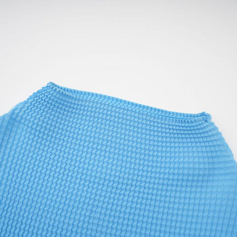 Désirée Color-Block Pleated Top and Skirt Set — Blue & Brown