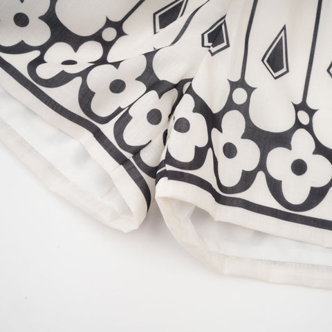 Allie Graphic Print Shirt and Shorts Set — White & Black
