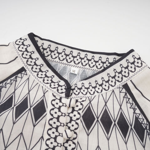 Allie Graphic Print Shirt and Shorts Set — White & Black